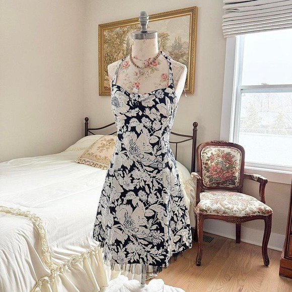 Dresses & Skirts - y2k forever‎ black and white floral halter dress